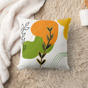 Abstract Botanical Leaf Throw Pillow