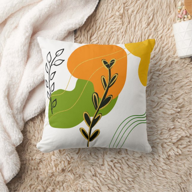 Abstract Botanical Leaf Throw Pillow (Blanket)