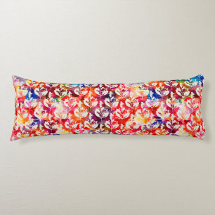 Abstract botanical leaves body pillow