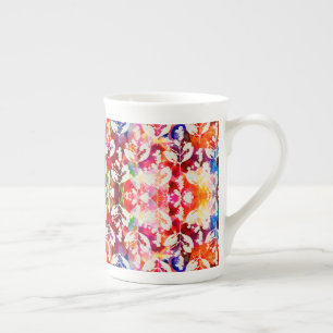 Abstract botanical leaves bone china mug