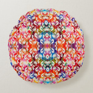 Abstract botanical leaves round pillow