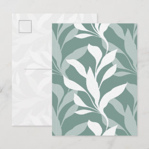 Abstract Botanical Mist Teal Foliage in Grace Post Postcard