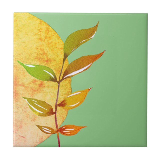 Abstract Botanical on Green Tile (Front)