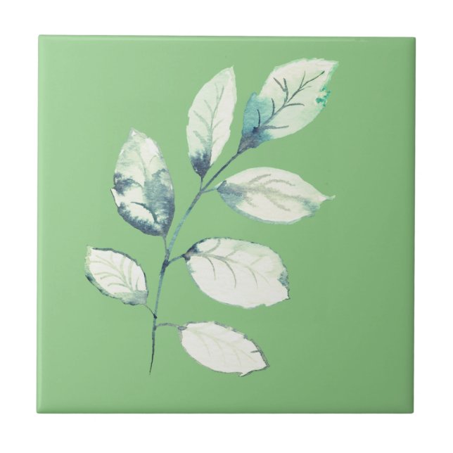 Abstract Botanical on Green Tile (Front)
