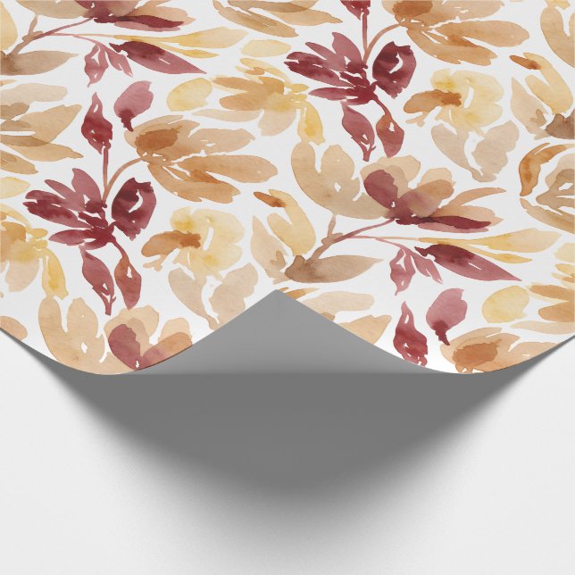 Abstract Botanical Pattern in Warm Autumn Colors Wrapping Paper (Corner)