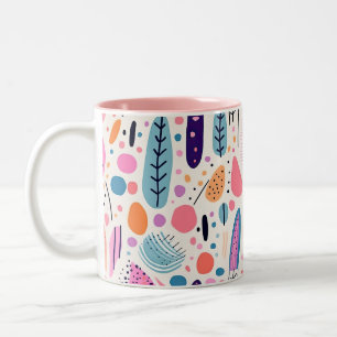 Abstract Botanical Pattern Pastel BOHO Chic Two-Tone Coffee Mug
