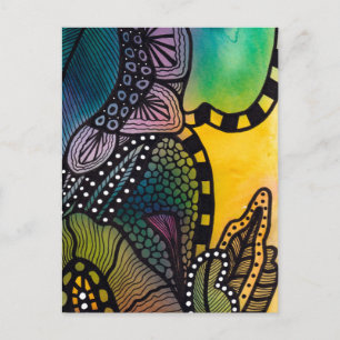Abstract Botanical Pattern Postcard