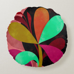 Abstract Botanical Round Pillow 