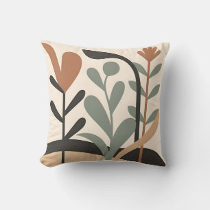 Abstract Botanical Shapes Throw Pillow