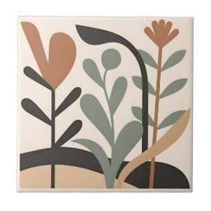 Abstract Botanical Shapes Tile
