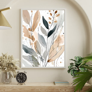Abstract Botanical Splatter Art Poster
