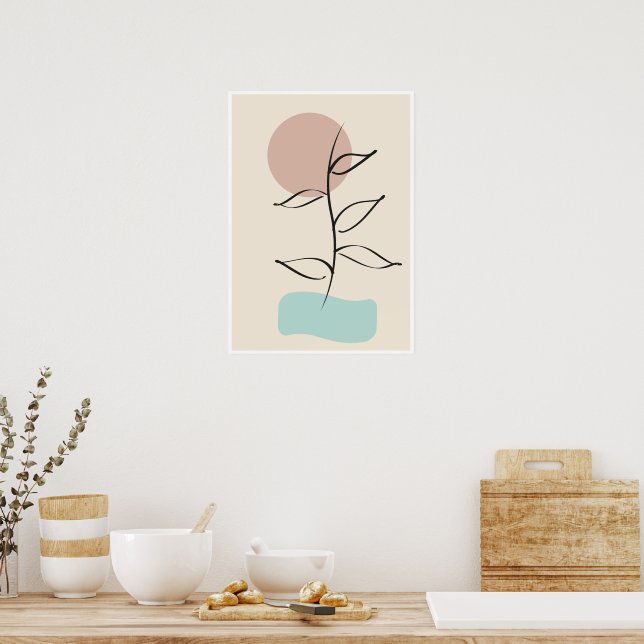 Abstract Botanical Wall Art – Minimal Line Art (Kitchen)
