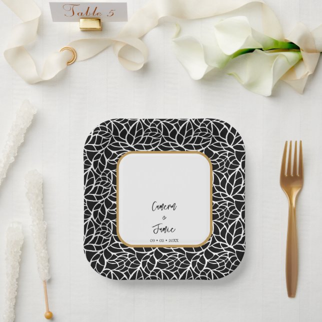 Abstract Botanical Wedding Theme Paper Plate (Wedding)