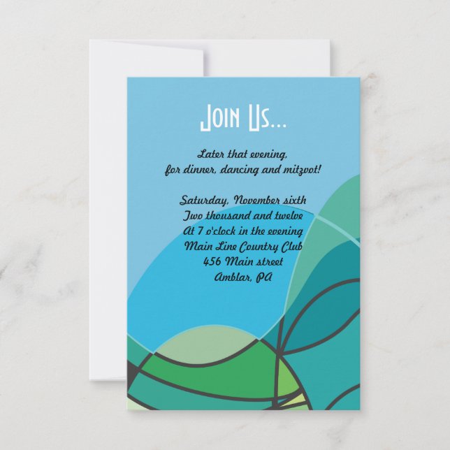 Abstract Boy with Tallis Bar Mitzvah Party card (Front)