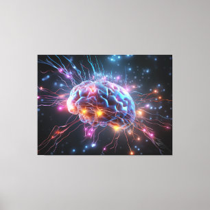 Abstract brain with neurons canvas print