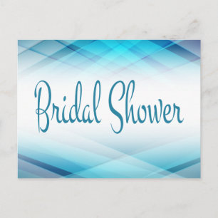 Abstract Bridal Shower Blue And White Invitation Postcard