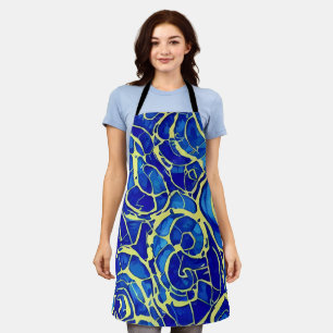 Abstract Bright Blue Mosiac Pattern Apron