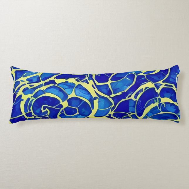 Abstract Bright Blue Mosiac Pattern Body Pillow (Front)
