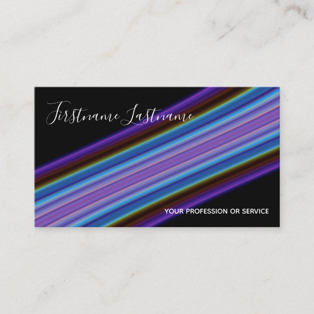 Abstract bright colourful lines calligraphy business card (Front)