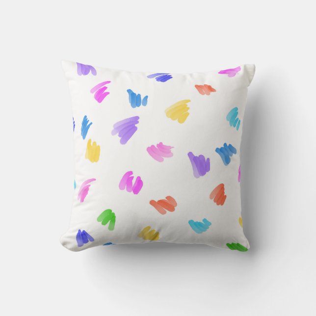 abstract bright colourful paint stroke design throw pillow (Front)