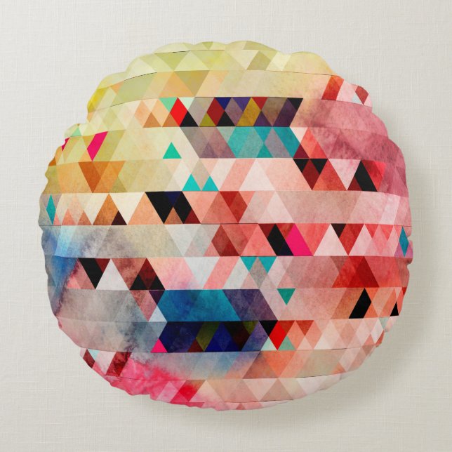 Abstract bright colourful watercolor background wi round pillow (Front)