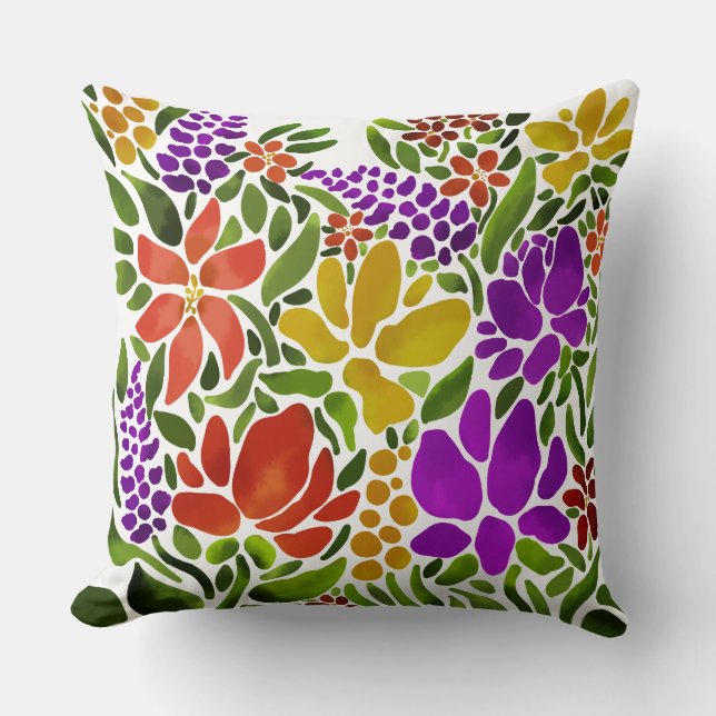 Abstract bright floral  throw pillow (Front)