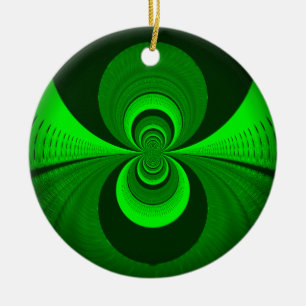 Abstract Bright Green Groovy kaleidoscope Pattern  Ceramic Ornament