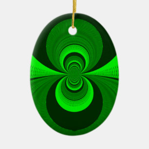 Abstract Bright Green Groovy kaleidoscope Pattern  Ceramic Ornament