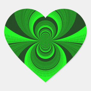 Abstract Bright Green Groovy kaleidoscope Pattern  Heart Sticker