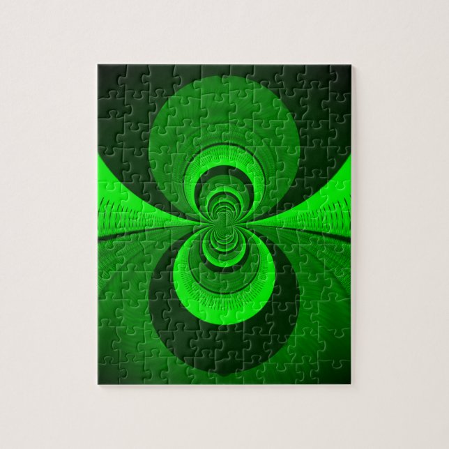 Abstract Bright Green Groovy kaleidoscope Pattern  Jigsaw Puzzle (Vertical)