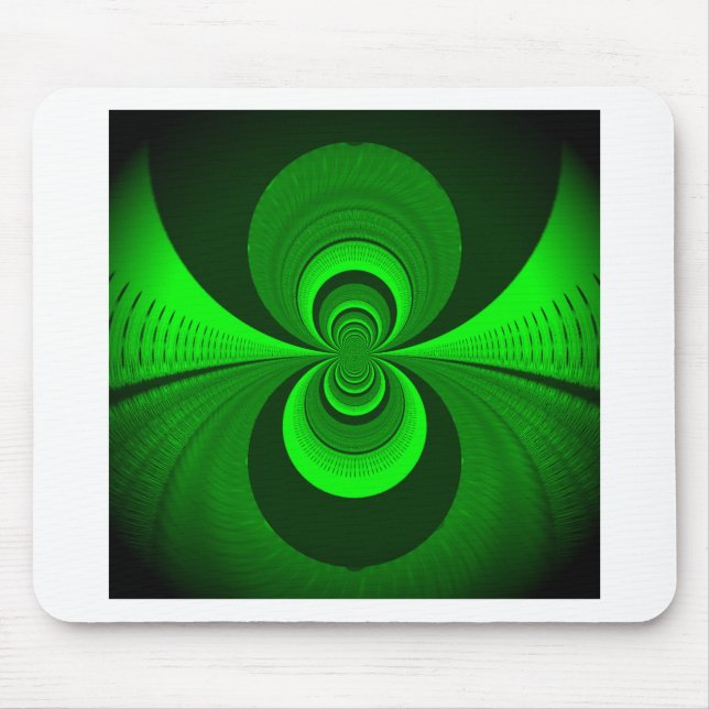 Abstract Bright Green Groovy Kaleidoscope Pattern  Mouse Pad (Front)