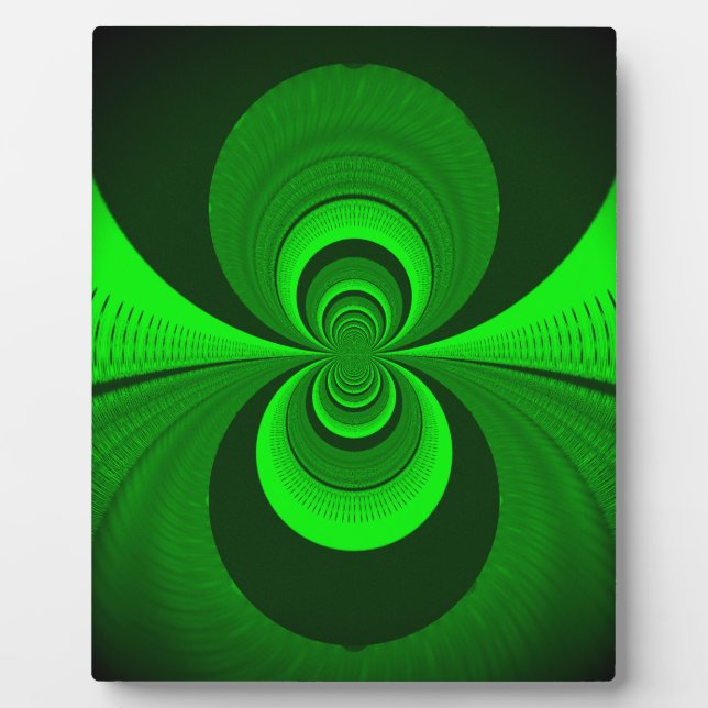 Abstract Bright Green Groovy kaleidoscope Pattern  Plaque (Front)
