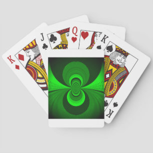 Abstract Bright Green Groovy kaleidoscope Pattern  Playing Cards