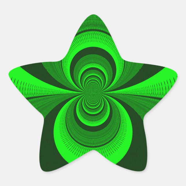 Abstract Bright Green Groovy kaleidoscope Pattern  Star Sticker (Front)