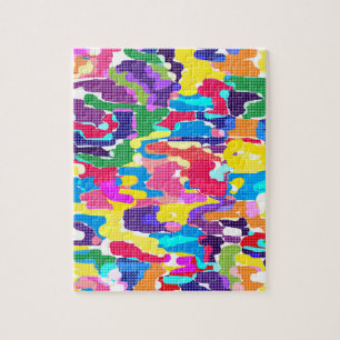 Abstract bright multicolored jigsaw puzzle