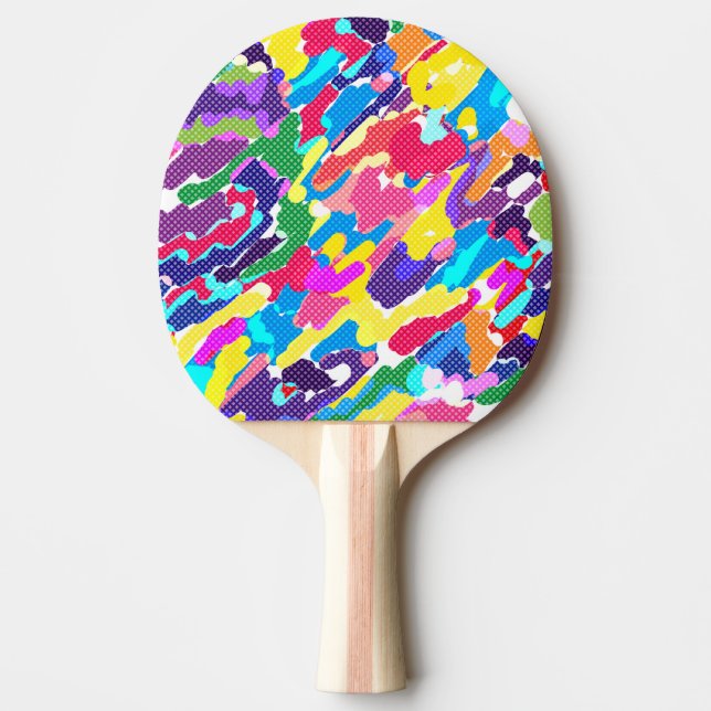 Abstract bright multicolored ping pong paddle (Front)