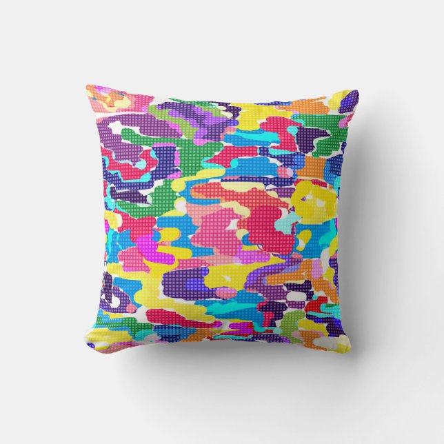 Abstract bright multicolored throw pillow (Front)
