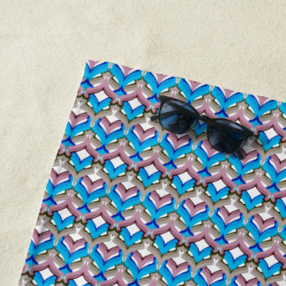 Abstract bright ornament coloured blue pink beach towel