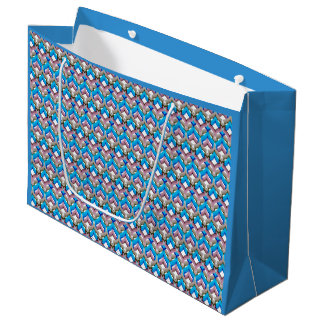 Abstract bright ornament coloured blue pink large gift bag
