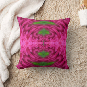 Abstract Bright Pink And Green Design  Throw Pillow