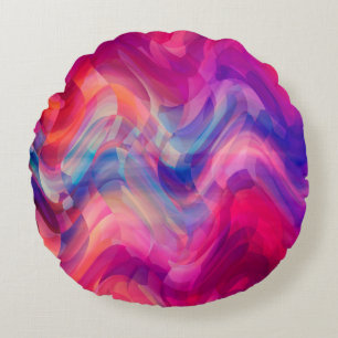 Abstract bright pink multicolored background. Eleg Round Pillow