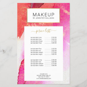 Abstract Bright Pink Watercolor Faux Gold Dust Flyer