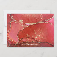 Abstract Bright Red & Gold Alcohol Ink Liquid Art