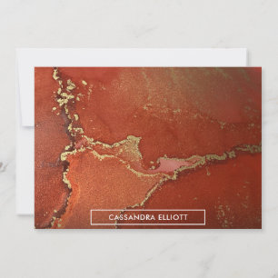 Abstract Bright Red & Gold Alcohol Ink Liquid Art Thank You Card