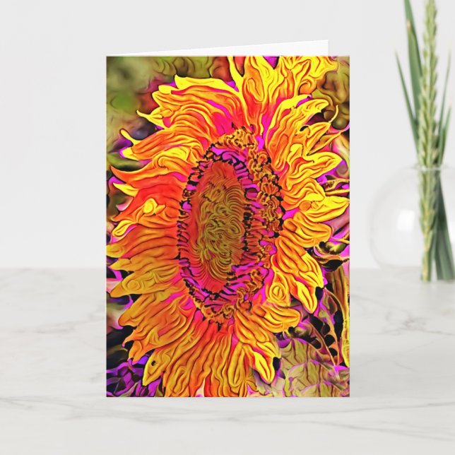 Abstract Bright Sunflower Art Card (Front)