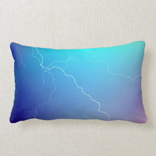 Abstract Bright Teal Pink Neon Lightning Image. Lumbar Pillow