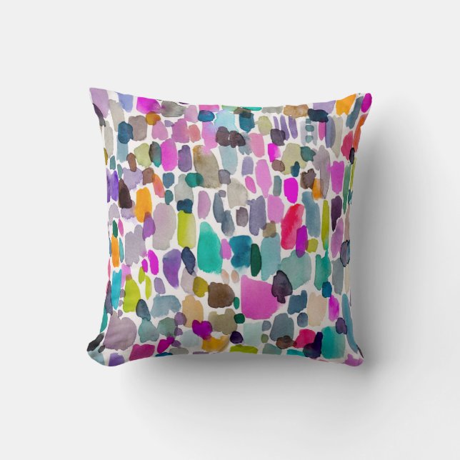 Abstract Bright Watercolor Colour Party Pattern Throw Pillow (Front)