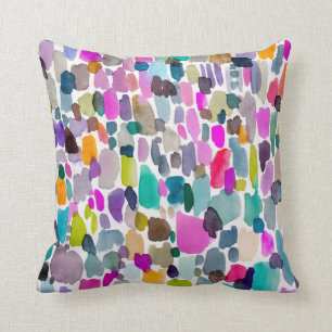 Abstract Bright Watercolor Colour Party Pattern Throw Pillow