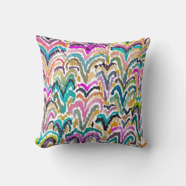 Abstract Bright Watercolor Sprouting Pattern Throw Pillow (Front)