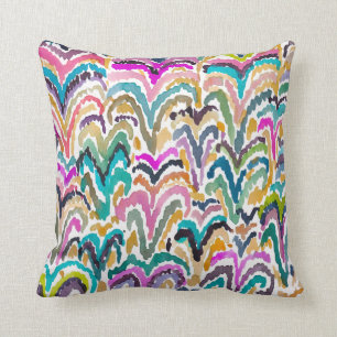 Abstract Bright Watercolor Sprouting Pattern Throw Pillow